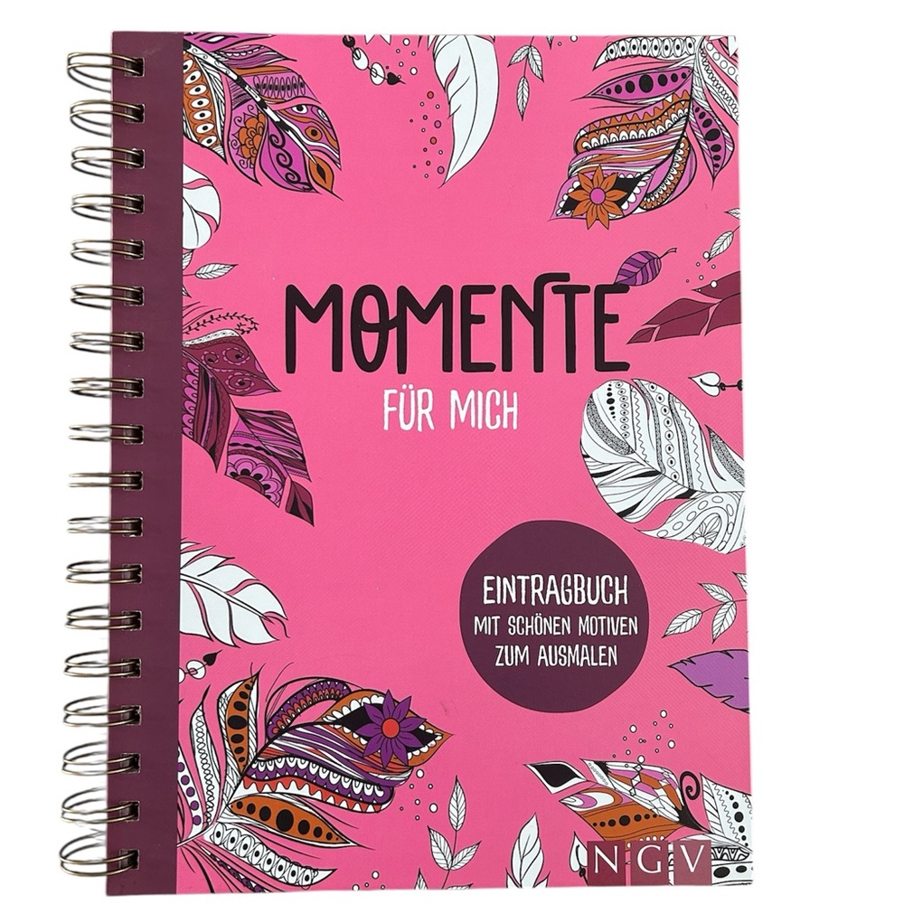 Pink Spiral Hardcover Notebook Journal with Artistic Leaf Design